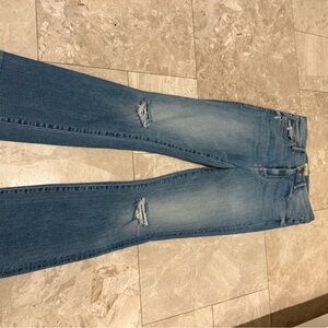 MOTHER Light Blue Distressed Skinny Jeans
